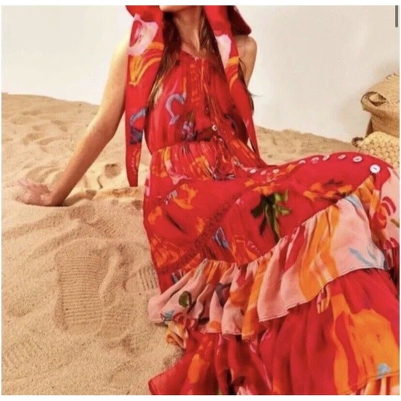 Farm Rio NEW Mixed Fruits Ocean Maxi Dress Size XL